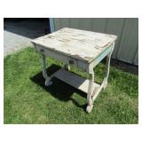 EARLY ONE DRAWER LIBRARY TABLE W/ OLD PAINT -