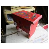 WOOD RED PAINTED SHOE SHINE BOX