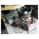 VINTAGE TIN LIGHT ;WOOD BUCKET ; LITTLE STEP STOOL