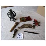 MINI XAST IRON COFFEE MILL ;WOOD HANDLE BRASS ;