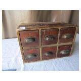 WOW! PRIMITIVE 6 DRAWER CABINET W/ CAST IRON PULLS