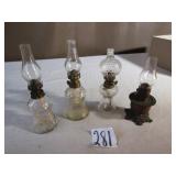 4 MINIATURE OIL LAMPS