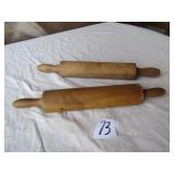 2- PRIMITIVE WOOD ROLLING PINS