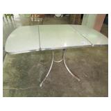 1950'S CHROME & SILVER DROP LEAF KITCHEN TABLES