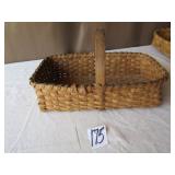 EARLY WOVEN BASKET W/ WOOD HANDLE