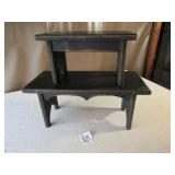 2 SMALL BLACK PAINTED STOOL RISERS