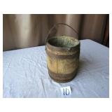WOODEN WAGON WHEEL GREASE BUCKET