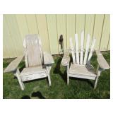 2 WOOD LAWN CHAIRS W/ OLD WHITE PAINT -- PICKUP Y