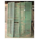 GREEN PAINTED WOOD SHUTTERS -4-- PICKUP ONLY