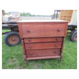 1800'S EMPIRE CHERRY 5 DRAWER CHEST W/ COLUMN