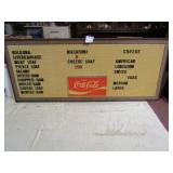 201/2 ' X 49 3/4' COCA COLA PRICE BOARD SIGN  W/