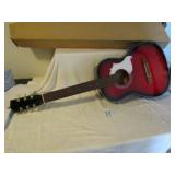 EARLY ACOUSTIC GUITAR RED & BLACK ,STEEL REINFORCE