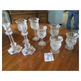 8 CANDLE HOLDERS INCLUDING CRYSTAL