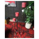 3 TWISTED WROUGHT IRON CANDLE STANDS