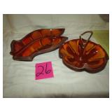 2 PIECES MCM DIVIDED DISHES -FLAMING AUTUMN
