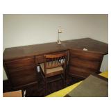 MID CENTURY LANE CORNER DESK W/ 7 DRAWERS,