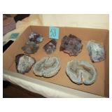 8 POLISH AGATE -GEODE ; PURPLE FLURORITE