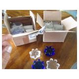 BLUE & CLEAR GLASS SNOW FLAKE 24