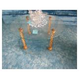 36' ROUND 17' TALL GLASS TOP 2 TIER COFFEE TABLE /