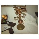 COPPER & BRASS AIRPLANE DESK WEATHER VANE; MORE