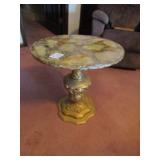 MID CENTURY MARBLE TOP LAMP TABLE W/ GOLD CHALK