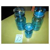 3 PIECES BLUE STORAGE JARS