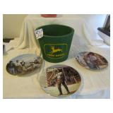 JOHN DEERE WOOD BUCKET ; 3 JD COLLECTOR PLATES