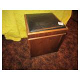 2- MID CENTURY LEATHER TOP STORAGE CHEST BOXES