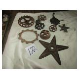 9 PIECES EARLY CAST IRON -STARS; MORE