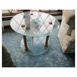MID CENTURY 24' ROUND  17' TALL 2 TIER GLASS TOP