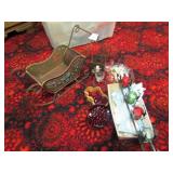 CHRISTMAS SLEIGH W/ CANDLE LIGHT; RED GLASS