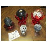 MARBLE EGGS ; ART GLASS PAPER WEIGHTS