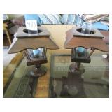 MID CENTURY WOOD CANDLE LIGHTS