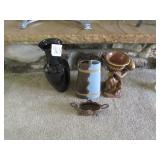 4 PIECES - VASES , CHALKWARE PLANTER ,MORE