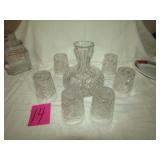 PRESS GLASS WINE DECANTER W/ 6 GLASSES