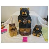 3 WOOD CARVED BEARS 15' & 2- 7'