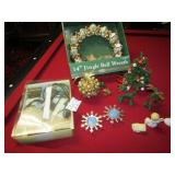 14' JINGLE BELL WREATH ; LIGHTS ; MORE