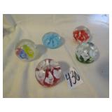 5 ART GLASS PAPER WEIGHTS
