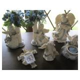6 PIECES OF BLUE & WHITE ANGEL DECOR