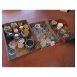 3 FLATS FULL OF CANDLE HOLDERS