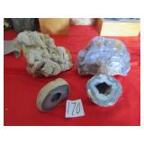4- GOLDEN CALCITE ; NATURAL AMETHYST QUARTZ CRYSTL