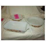 3 PIECES ANCHOR HOCKING BAKEWARE- 7& 8 ' ROUND, 8'