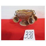 MINI SLAG GLASS PUNCH BOWL W/ 5 CUPS