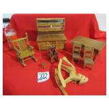 7 PIECES HAND MADE MINIATURE COUNTRY FURNITURE