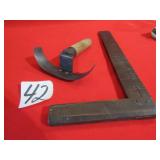 PRIMITIVE HAND MADE WOOD SQUARE ; WOOD BOWL