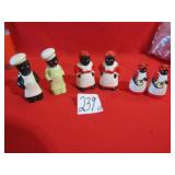 3 SETS BLACK AMERICANA SALT / PEPPER SHAKERS