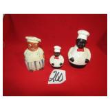 3 EARLY BLACK AMERICANA SHAKERS ; TOOTH PICK