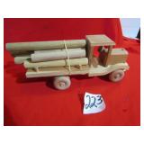 HAND CARVED WOOD LOG TRUCK W/ LOGS