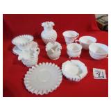 10+ PIECES MILK GLASS