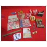 NOS COUNTRY STORE ITEMS ; SEWING KIT ;TIN NOISE